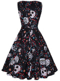 Black 1950s Halloween Skull Dress