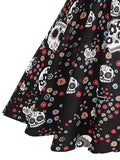 1950s Halloween Floral Skull Dress