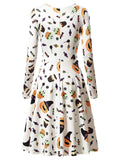 White 1950s Halloween Pumpkin Flared Dress