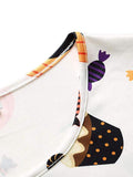 White 1950s Halloween Pumpkin Flared Dress