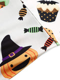 White 1950s Halloween Pumpkin Flared Dress