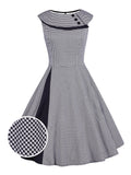 Grey 1950s Plaid Patchwork Swing Dress