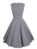 Grey 1950s Plaid Patchwork Swing Dress