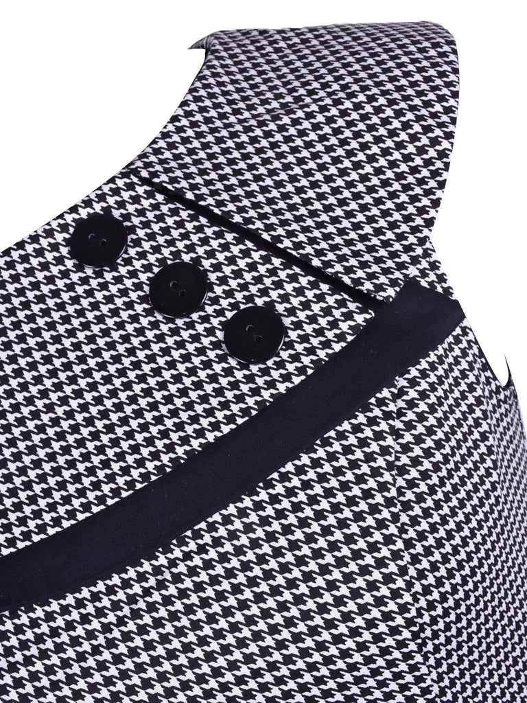 Grey 1950s Plaid Patchwork Swing Dress