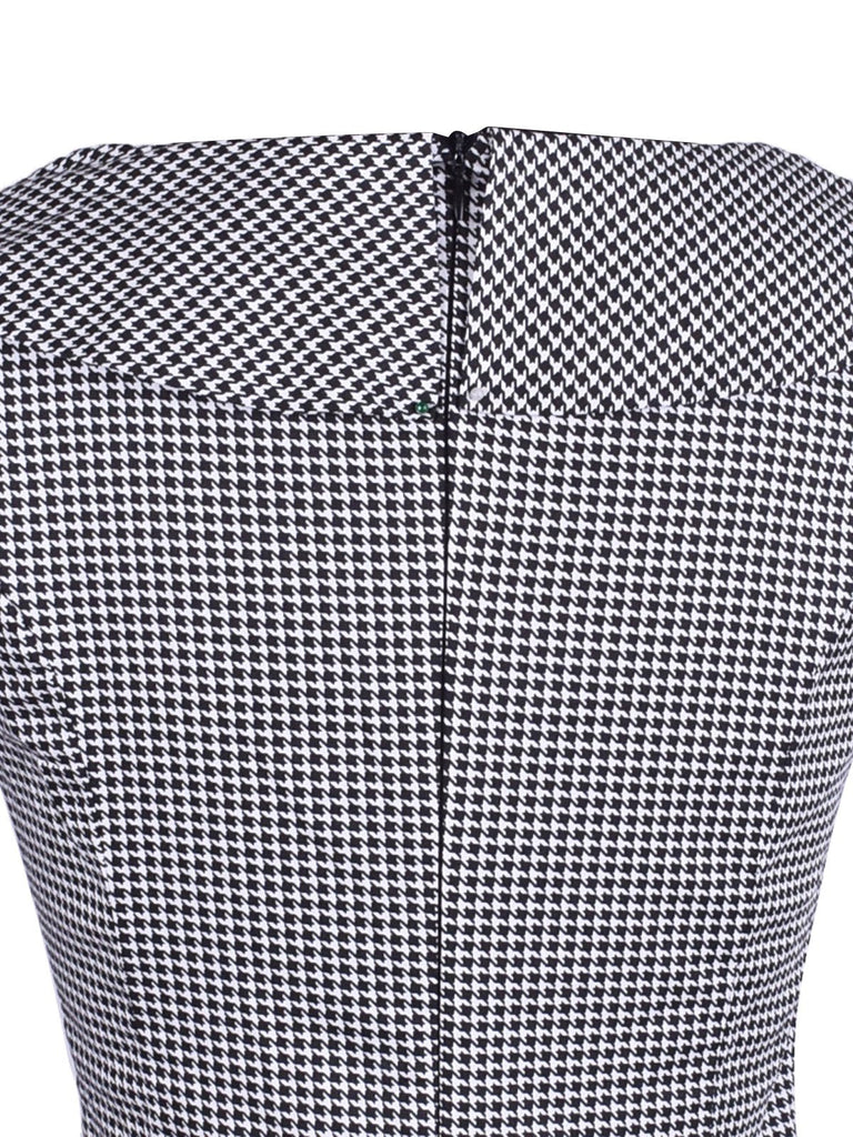 Grey 1950s Plaid Patchwork Swing Dress