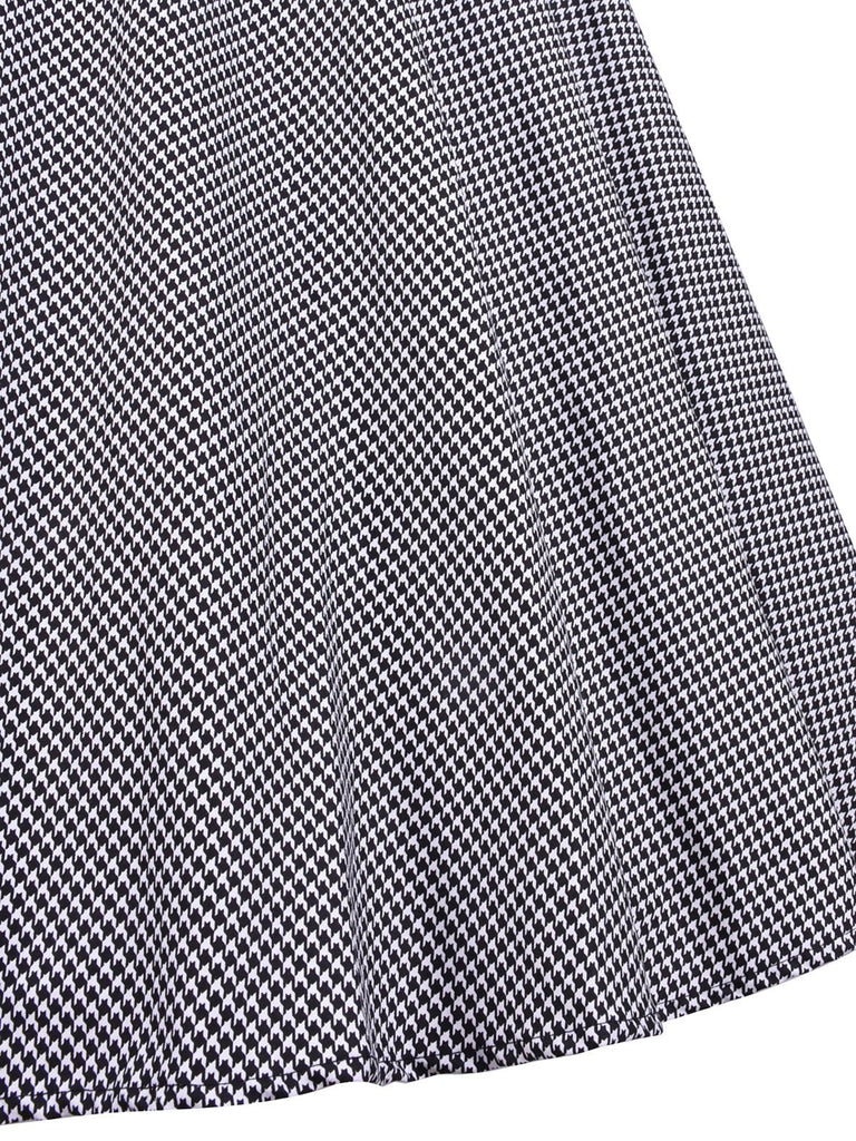 Grey 1950s Plaid Patchwork Swing Dress