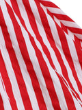 Red 1950s Patchwork Stripe Swing Dress