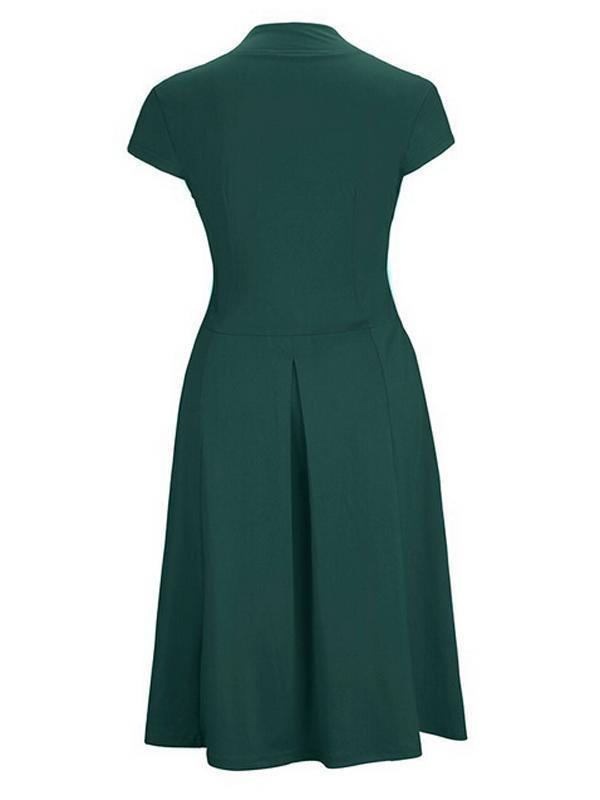 Green 1950s Wrap Swing Midi Dress