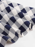 Special Blue White 1950s Pockets Plaid Dress