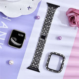 Women Diamond Case + Strap for Apple Watch Band 7 6 41mm 45mm 40mm 44mm Metal Bracelet for iWatch Series 7 SE 3 Jewelry Cover
