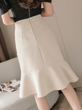 High Waist Mermaid Women Summer Korean Style All-match Knee-length Office Lady Elegant Skirt