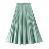 Summer Chiffon Long Maxi Skirt Women Pleated Beach Boho Solid Casual Elastic Waist Midi A-Line Skirt
