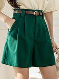 High Waist Casual Women Comfortable Cotton Solid Color All-matched Loose Short Pants