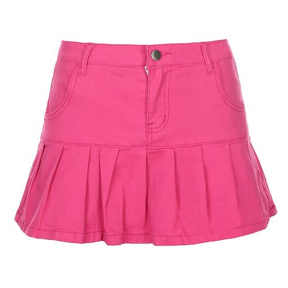 Gothic Denim Pleated Women Summer Harajuku Korean A Line Black Streetwear High Waist Jean Skirt
