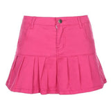Gothic Denim Pleated Women Summer Harajuku Korean A Line Black Streetwear High Waist Jean Skirt