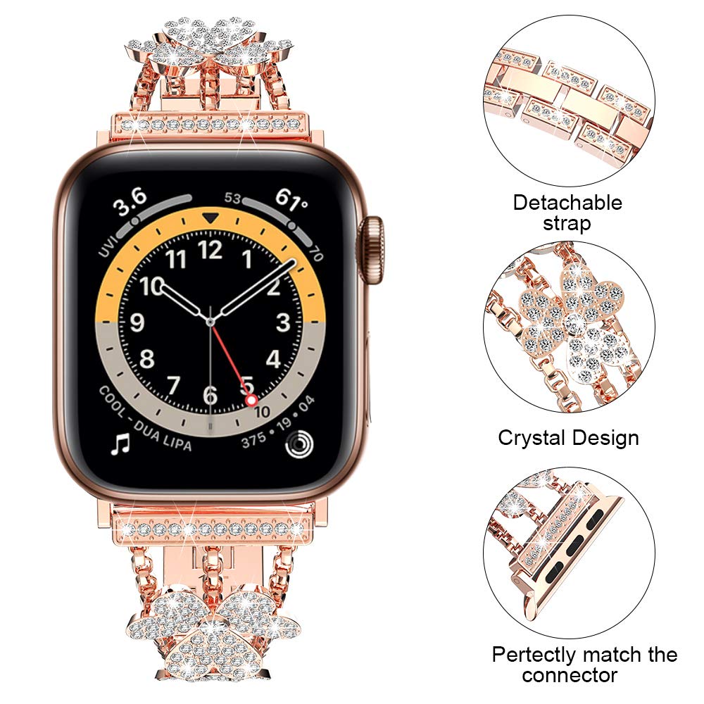 Diamond Steel Strap for Apple Watch Band 42mm 38mm Women Jewelry Wristband Bracelet for IWatch 40mm 44mm 41mm Series 7 6 SE 5 4