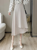 High Waist Long Women Spring Korean Style Solid Color All-match Ladies Elegant A-line Skirts
