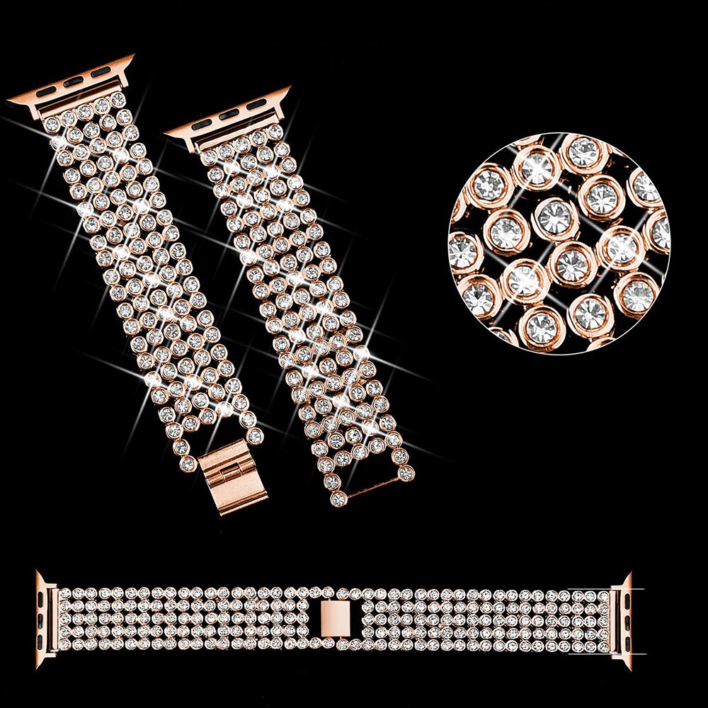 Diamond Strap for Apple Watch Band 7 6 41mm 45mm 38/42mm 40/44mm Jewelry Bracelet for iWatch Series 7 SE 5 3 Metal Bands