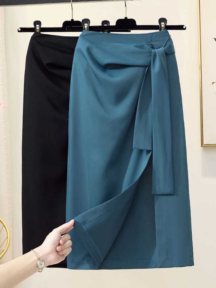 High Waist Split Women Summer Office Lady All-match Irregular Hip Wrap Skirts