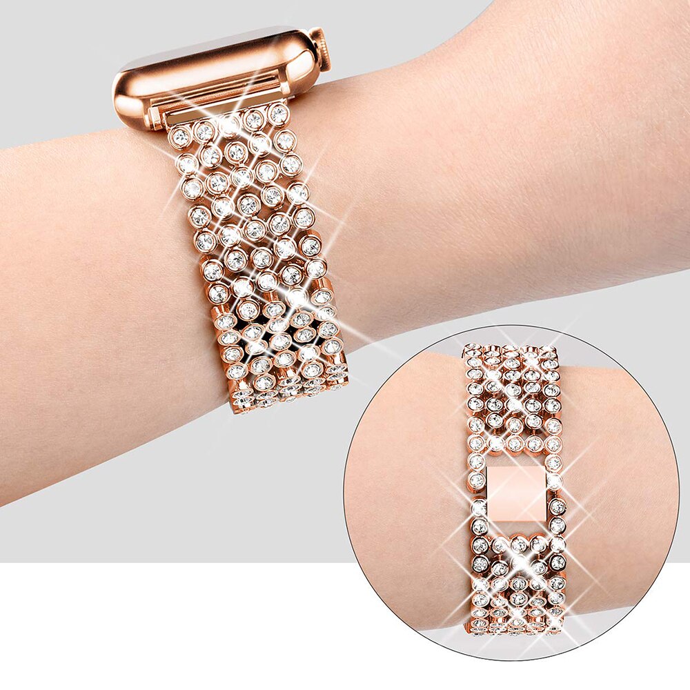 Diamond Strap for Apple Watch Band 7 6 41mm 45mm 38/42mm 40/44mm Jewelry Bracelet for iWatch Series 7 SE 5 3 Metal Bands