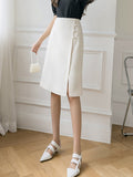 High Waist Elegant Women Korean Style All-match Office Lady Knee-length A-line Skirts