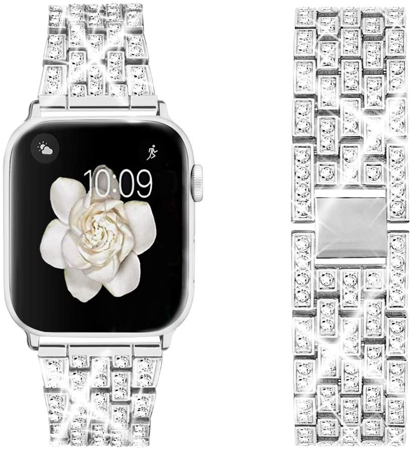 Diamond Strap for Apple Watch Band 7 6 41mm 45mm 38/42mm 40/44mm Jewelry Metal Bracelet Belt for iWatch Series SE 5 3 Wristbands
