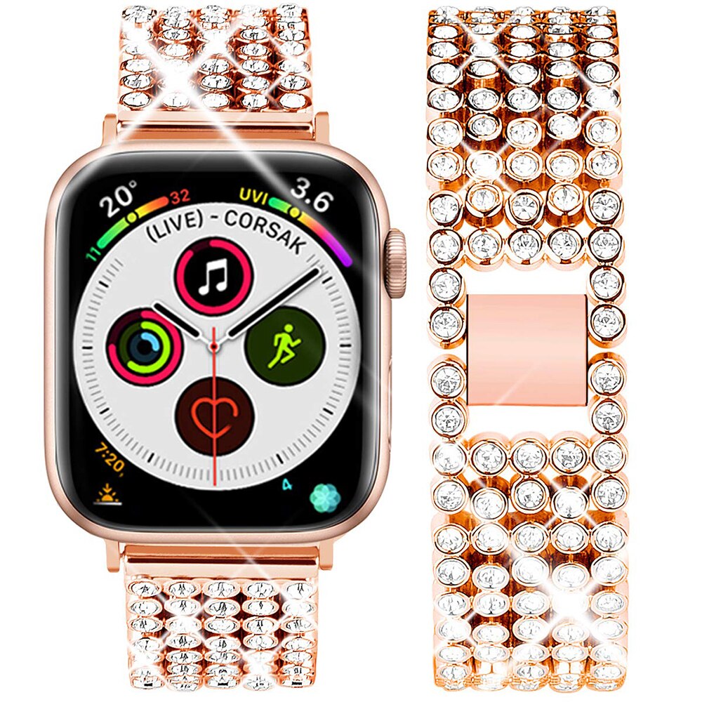 Diamond Strap for Apple Watch Band 7 6 41mm 45mm 38/42mm 40/44mm Jewelry Bracelet for iWatch Series 7 SE 5 3 Metal Bands