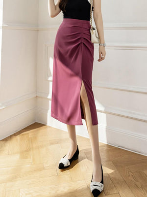 High Waist Women Summer Fashion Korean Style Solid Color All-match Ladies Elgant Long Pencil Skirts