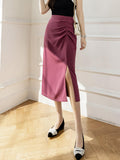 High Waist Women Summer Fashion Korean Style Solid Color All-match Ladies Elgant Long Pencil Skirts