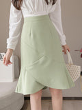High Waist Mermaid Women Summer Korean Style All-match Knee-length Office Lady Elegant Skirt