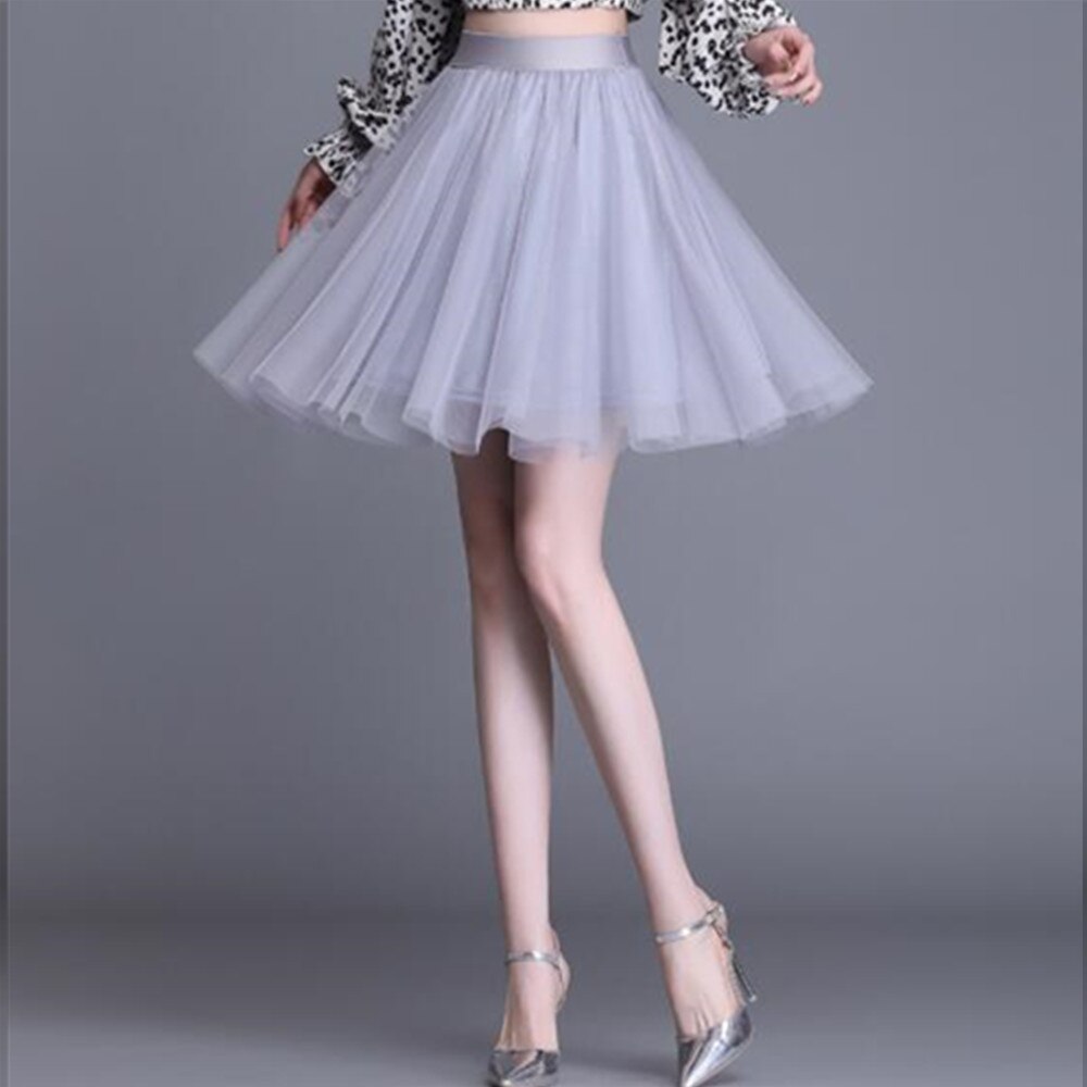 Retro Tulle Women Summer Korean Skirt Streetwear Ladies Mesh Casual Ball Gown Saia Short Skirts