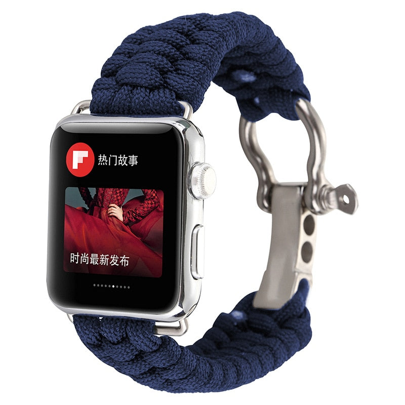 Nylon strap For Apple watch band 44mm 40mm 45mm 41mm 42mm 38mm Outdoors Sport Survival Rope Bracelet iWatch series 3 4 5 se 6 7