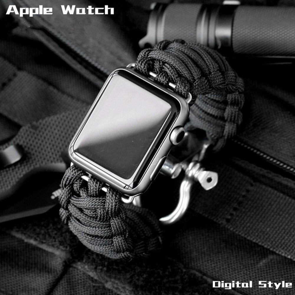 Nylon strap For Apple watch band 44mm 40mm 45mm 41mm 42mm 38mm Outdoors Sport Survival Rope Bracelet iWatch series 3 4 5 se 6 7