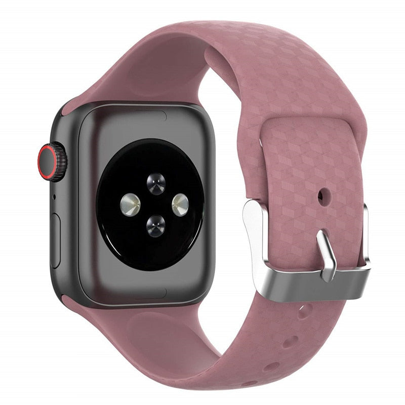 3D Texture Strap for Apple watch band 44mm 40mm Sport Silicone belt watchband bracelet iWatch 38mm 42mm series 3 4 5 se 6 band