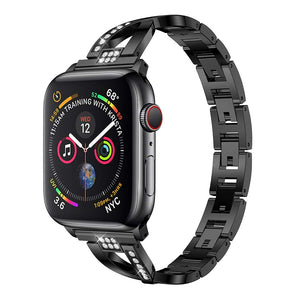 316L Stainless steel band For Apple Watch 44mm 40mm 38mm 42mm Metal Rhinestone watchband bracelet iWatch series 3 4 5 se 6 strap