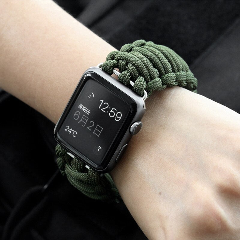 Nylon strap For Apple watch band 44mm 40mm 45mm 41mm 42mm 38mm Outdoors Sport Survival Rope Bracelet iWatch series 3 4 5 se 6 7