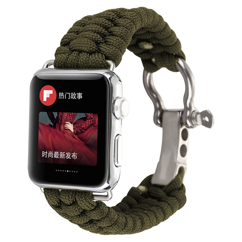Nylon strap For Apple watch band 44mm 40mm 45mm 41mm 42mm 38mm Outdoors Sport Survival Rope Bracelet iWatch series 3 4 5 se 6 7