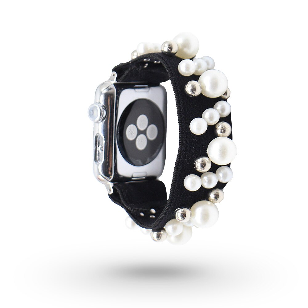 Pearl Beads Camouflage Apple Watch Band Stretch Watch Band Elastic Nylon watch Band 38mm 42mm Apple watch scrunchies