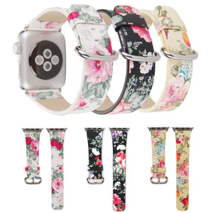 Accessories Apple Watch band Strap, Chinese Ink Painting Flower Vegan Leather,  44mm/ 40mm/ 42mm/ 38mm Wristband for iWatch Series 1 2 3 4