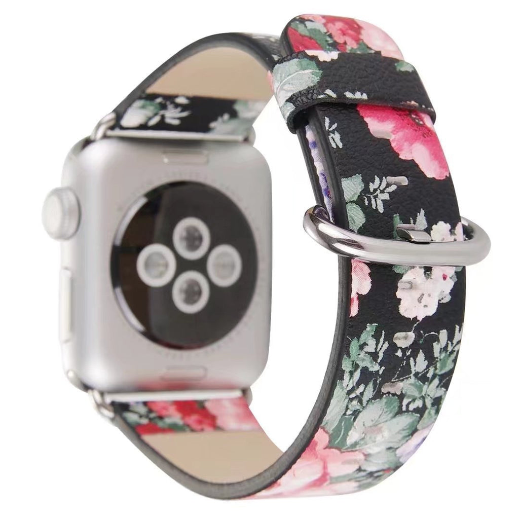 Accessories Apple Watch band Strap, Chinese Ink Painting Flower Vegan Leather,  44mm/ 40mm/ 42mm/ 38mm Wristband for iWatch Series 1 2 3 4