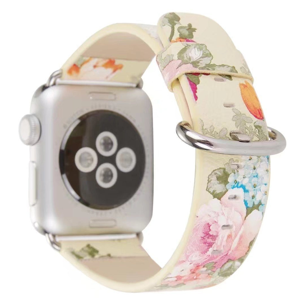 Accessories Apple Watch band Strap, Chinese Ink Painting Flower Vegan Leather,  44mm/ 40mm/ 42mm/ 38mm Wristband for iWatch Series 1 2 3 4