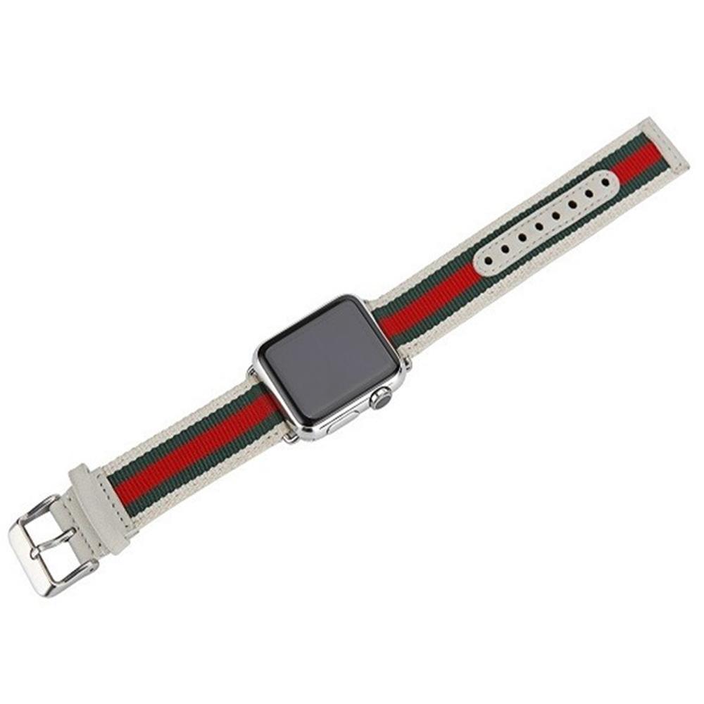 Accessories Apple Watch Band Strap Striped Nylon & Leather, Fits Series  44mm/ 40mm/ 42mm/ 38mm  iwatch Series 1 2 3 4