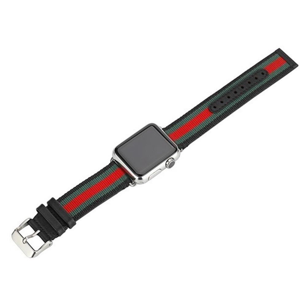 Accessories Apple Watch Band Strap Striped Nylon & Leather, Fits Series  44mm/ 40mm/ 42mm/ 38mm  iwatch Series 1 2 3 4
