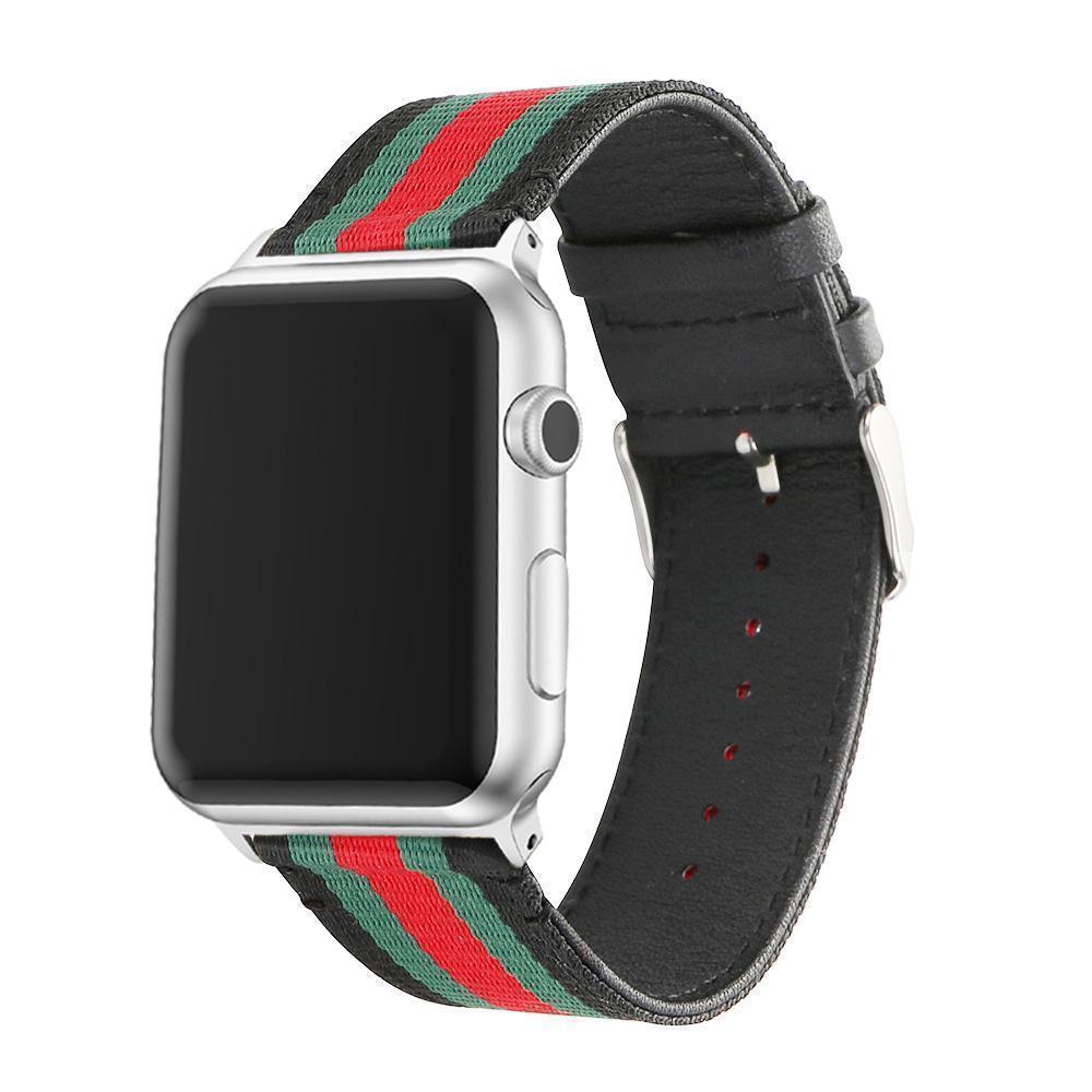 Accessories Apple Watch Band Strap Striped Nylon & Leather, Fits Series  44mm/ 40mm/ 42mm/ 38mm  iwatch Series 1 2 3 4