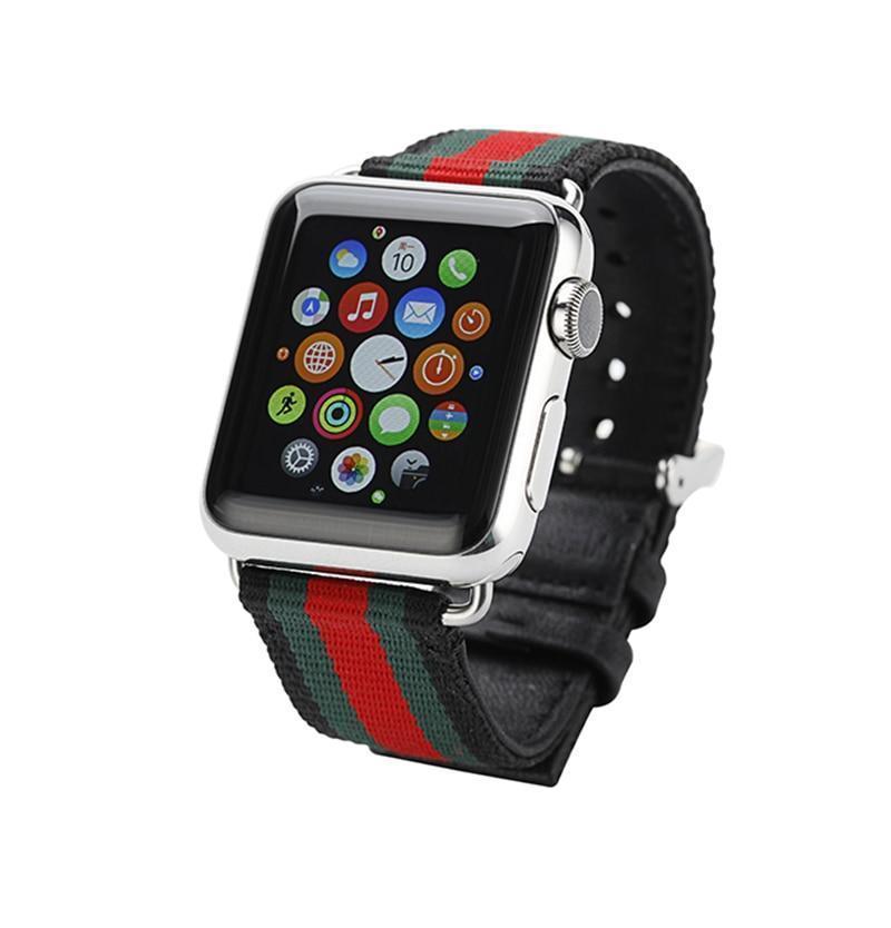 Accessories Apple Watch Band Strap Striped Nylon & Leather, Fits Series  44mm/ 40mm/ 42mm/ 38mm  iwatch Series 1 2 3 4