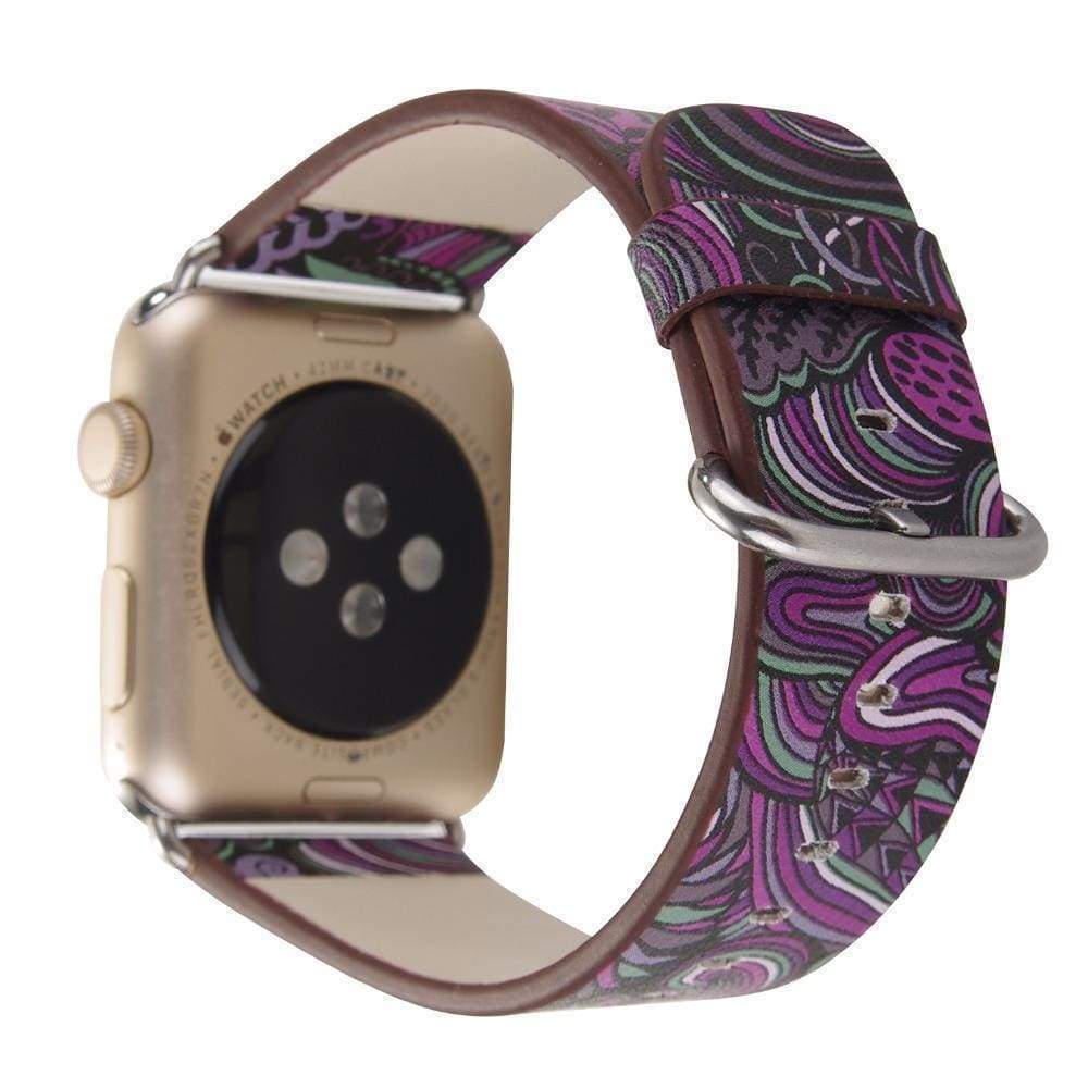 Accessories Apple Watch leather flower print band strap, 44mm/ 40mm/ 42mm/ 38mm Series 1 2 3 4