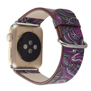 Accessories Apple Watch leather flower print band strap, 44mm/ 40mm/ 42mm/ 38mm Series 1 2 3 4
