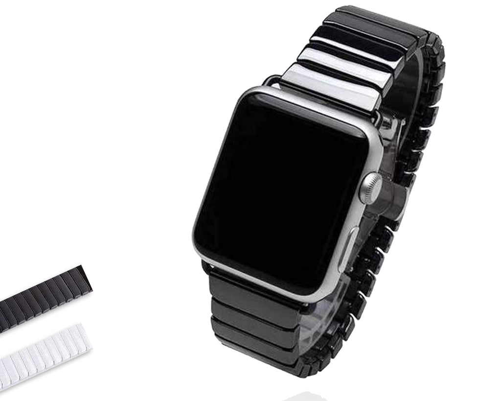 Accessories Apple Watch Series 5 4 3 2 Band, Ceramic link, Luxury Butterfly Clasp Loop Strap Black & white 38mm, 40mm, 42mm, 44mm - US Fast Shipping