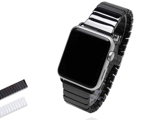 Accessories Apple Watch Series 5 4 3 2 Band, Ceramic link, Luxury Butterfly Clasp Loop Strap Black & white 38mm, 40mm, 42mm, 44mm - US Fast Shipping