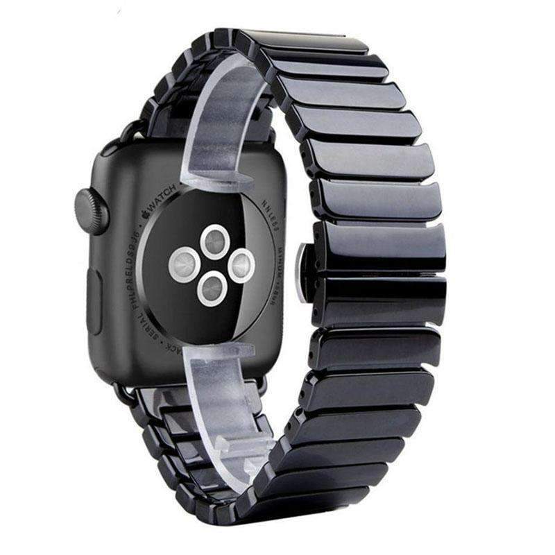 Accessories Apple Watch Series 5 4 3 2 Band, Ceramic link, Luxury Butterfly Clasp Loop Strap Black & white 38mm, 40mm, 42mm, 44mm - US Fast Shipping